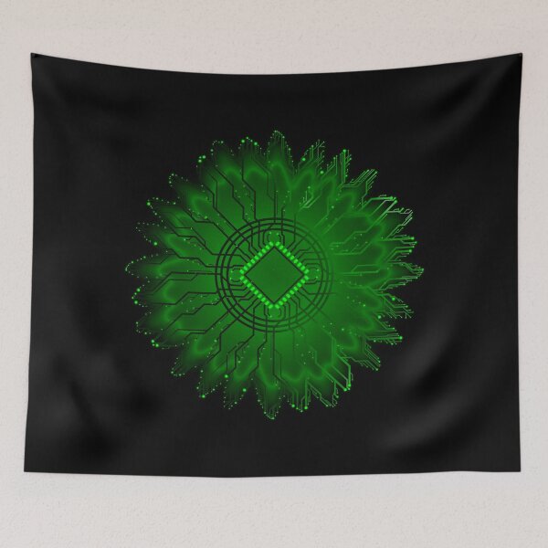 Item preview, Green circuit board tech space flower designed and sold by jc007.