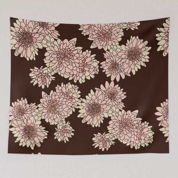Item preview, Flowy floral pattern - dark chrysanthemums designed and sold by PBerry.