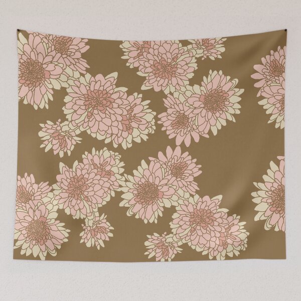 Item preview, Flowy floral pattern - neutral chrysanthemums designed and sold by PBerry.
