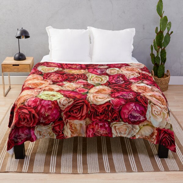 Item preview, Colourful pink red Rose Throw Blankets designed and sold by JD369.