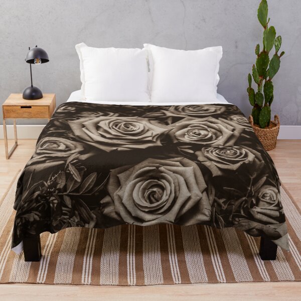 Item preview,  Black and white rose Throw Blankets designed and sold by JD369.