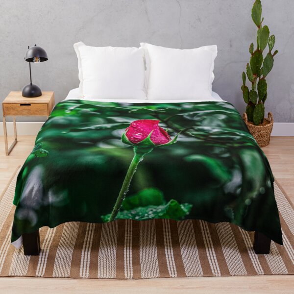Item preview, Green leaf Red Rose Throw Blankets designed and sold by JD369.