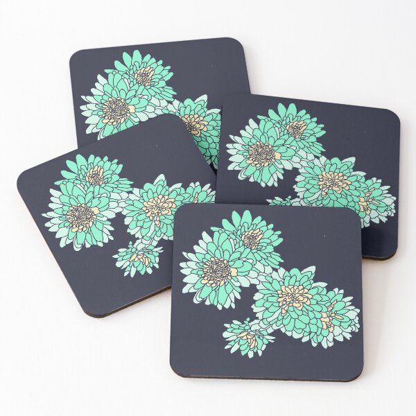 Item preview, Flowy floral - blue chrysanthemum (mums) designed and sold by PBerry.