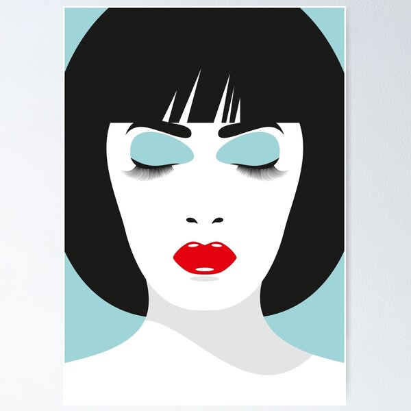 Item preview, Minimal Female Face in 80's Makeup Portrait Illustration designed and sold by DDoodleDesigns.