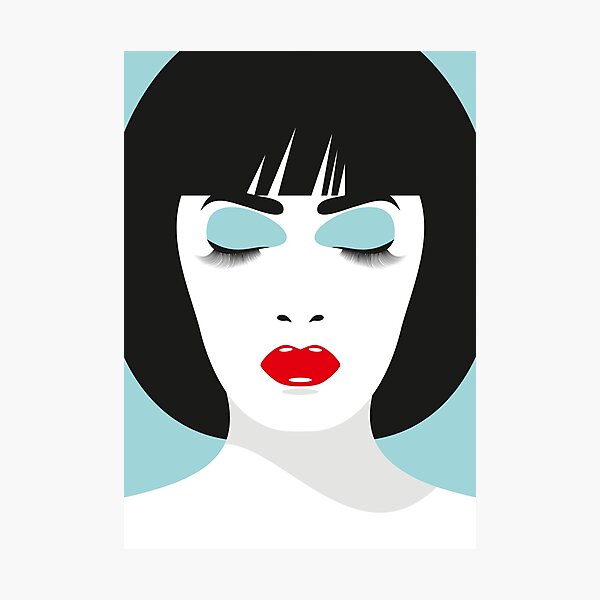 Item preview, Minimal Female Face in 80's Makeup Portrait Illustration designed and sold by DDoodleDesigns.