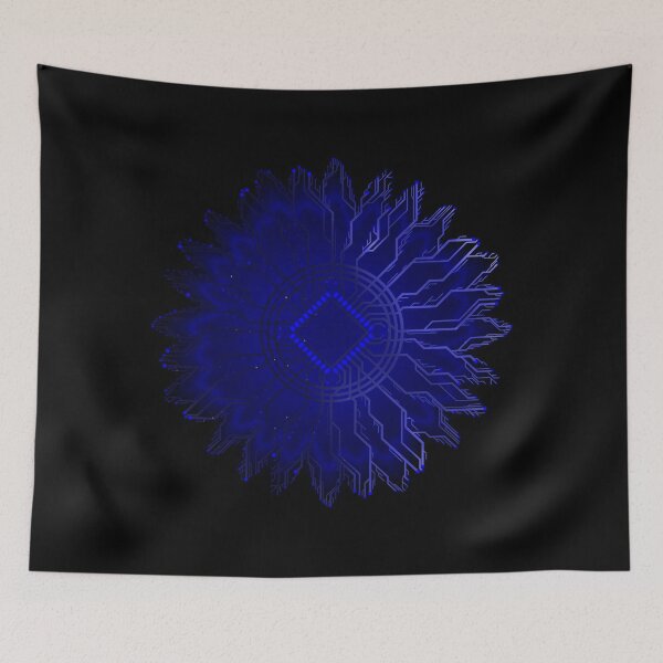 Item preview, Blue circuit board tech space flower designed and sold by jc007.
