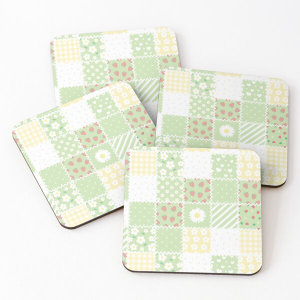 Item preview, Quilt Green Pastel Aesthetic Flowers Gingham Cozy Cottagecore designed and sold by candymoondesign.