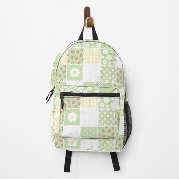 Item preview, Quilt Green Pastel Aesthetic Flowers Gingham Cozy Cottagecore designed and sold by candymoondesign.
