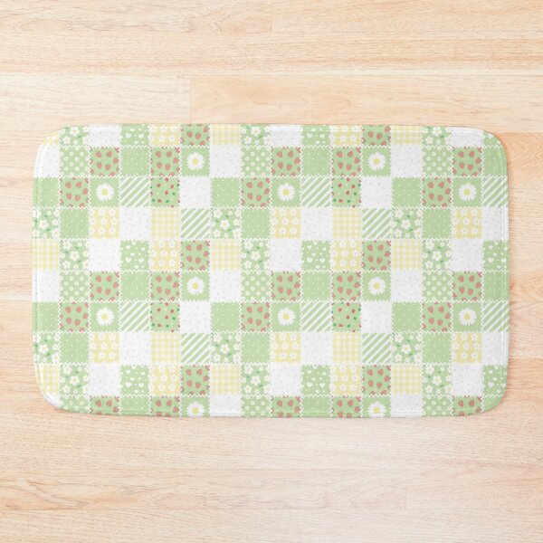 Item preview, Quilt Green Pastel Aesthetic Flowers Gingham Cozy Cottagecore designed and sold by candymoondesign.