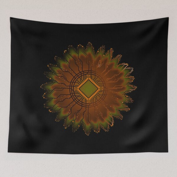 Item preview, Orange circuit board tech space flower designed and sold by jc007.