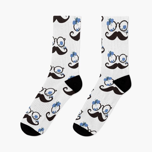 Item preview, Glasses moustache and blue flowers designed and sold by TumblesMumbles.