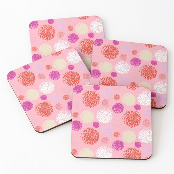 Item preview, Dahlia Zinnia Chrysanthemum and Lilliput floral tropics pattern pink designed and sold by Melanie-Palmer.