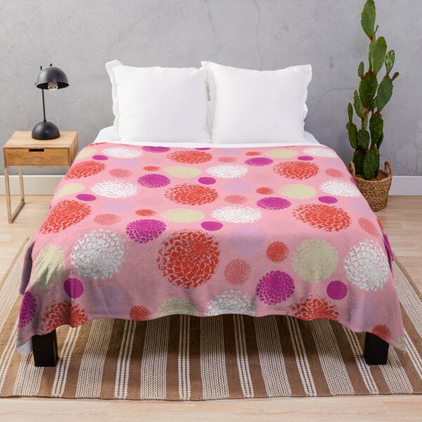 Item preview, Dahlia Zinnia Chrysanthemum and Lilliput floral tropics pattern pink designed and sold by Melanie-Palmer.