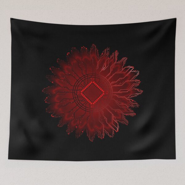 Item preview, red circuit board tech space flower designed and sold by jc007.
