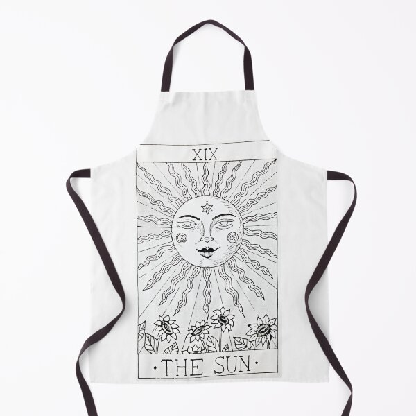 Item preview, THE SUN Tarot Card Ink Black and White Drawing with sunflowers designed and sold by MaggieCreates.