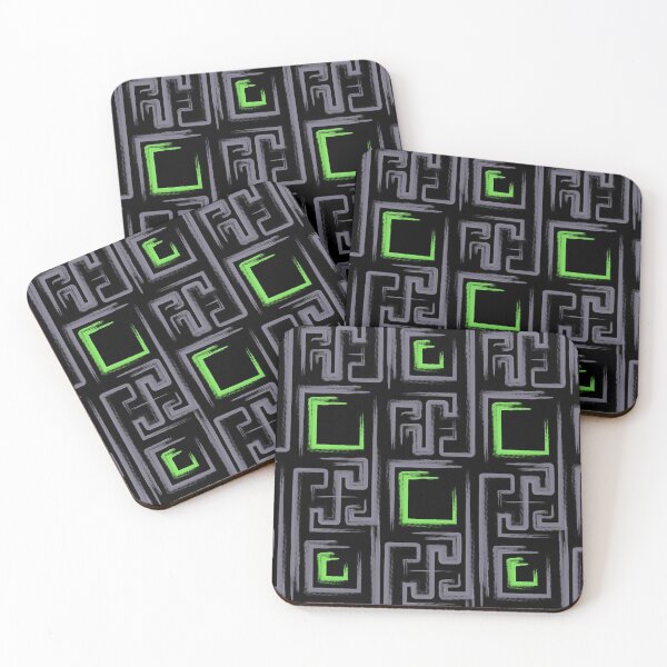 Item preview, Green and Black Geometric Pattern, Lines and Repeating Squares designed and sold by Kendall Anderson.