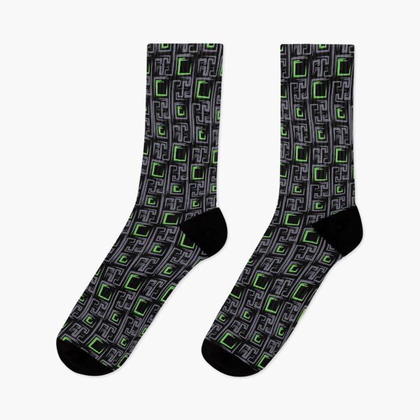 Item preview, Green and Black Geometric Pattern, Lines and Repeating Squares designed and sold by Kendall Anderson.