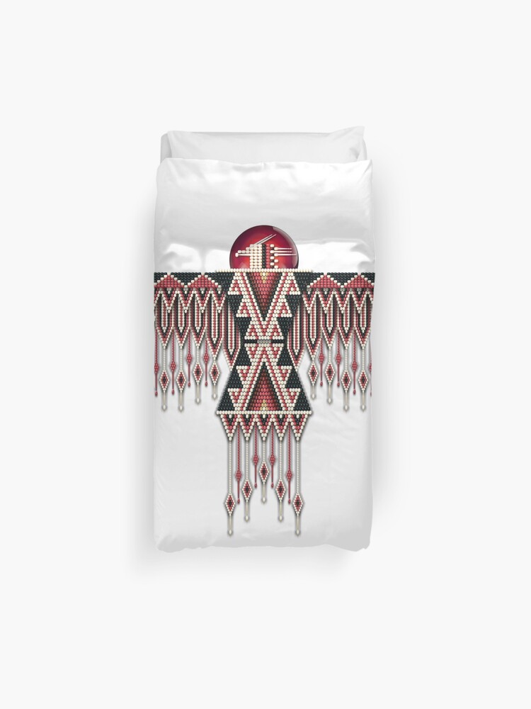 Red Native American Southwest Style Thunderbird Duvet Cover By