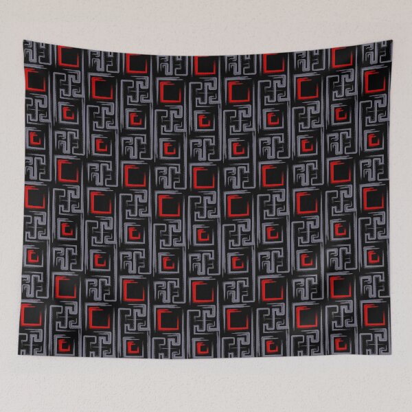 Item preview, Red and Black Geometric Pattern, Lines and Repeating Squares designed and sold by Kendall Anderson.