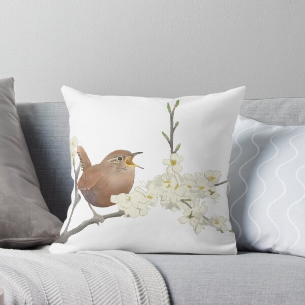 Item preview, Singing Eurasian Wren in blooming branch designed and sold by AndrasVasasArt.