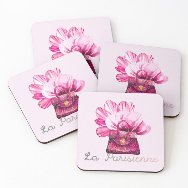 Item preview, Pink city bag with flower petals around, watercolor, La Parisienne designed and sold by IngaDesign.