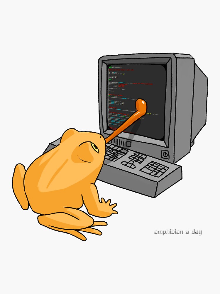 Thumbnail 3 of 3, Sticker, "debugging" designed and sold by amphibian-a-day.