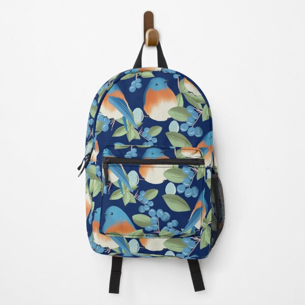Item preview, Bluebirds Berries and Eggs: Navy Background designed and sold by zyrapaint.