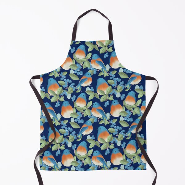 Item preview, Bluebirds Berries and Eggs: Navy Background designed and sold by zyrapaint.