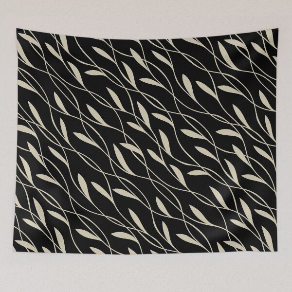 Item preview, Flowing Leaves Pattern in Black and Beige designed and sold by meggydesigns.