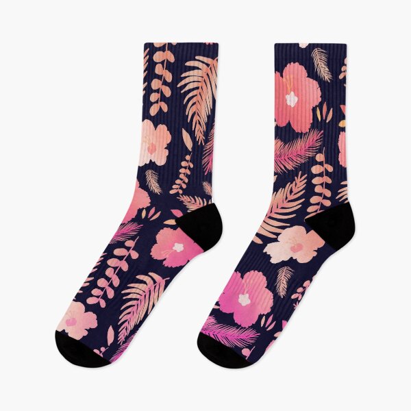 Item preview, Hibiscus Flower Pattern - Pink Ombre and Navy  designed and sold by jesslynnshop.