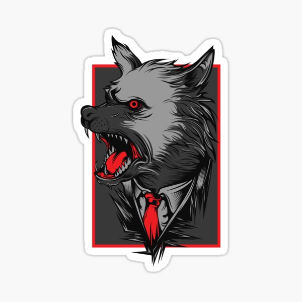 Sticker Angry Wolf Redbubble