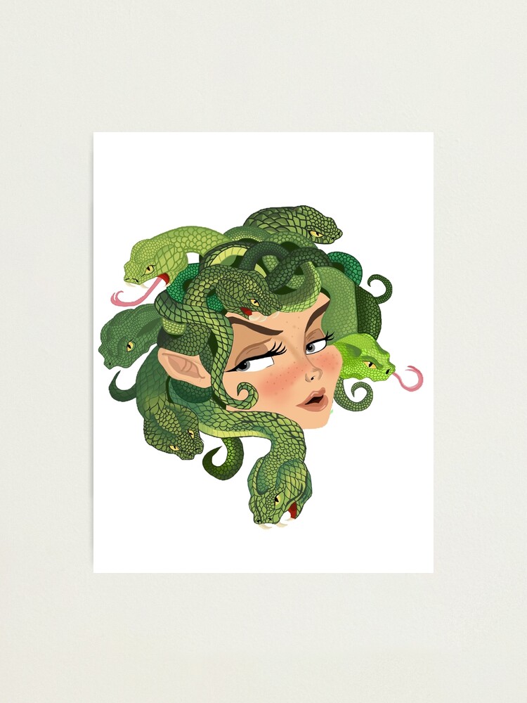 Coral and blue Medusa portrait Sticker for Sale by saraknid