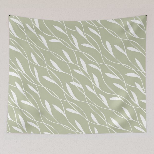 Item preview, Flowing Leaves Pattern in Green and White designed and sold by meggydesigns.