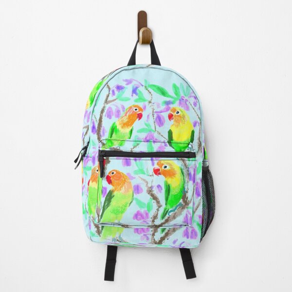 Item preview, Lovebirds in jacaranda tree on blue designed and sold by orangerinka.
