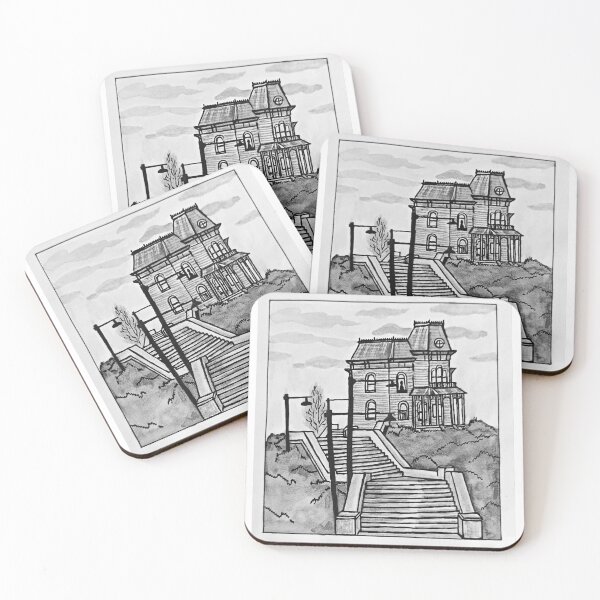 Item preview, Casa Batess Motel Fanart Pintura en acuarela en blanco y negro designed and sold by MaggieCreates.