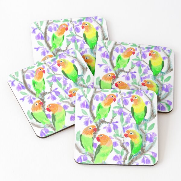Item preview, Lovebirds in jacaranda tree designed and sold by orangerinka.
