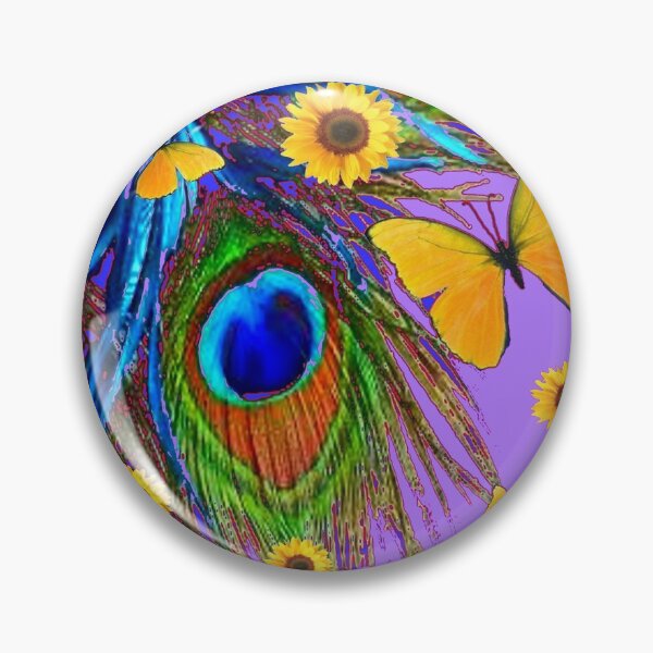 Item preview, PEACOCK FEATHER YELLOW BUTTERFLIES LILAC PATTERNS designed and sold by sharlesart.