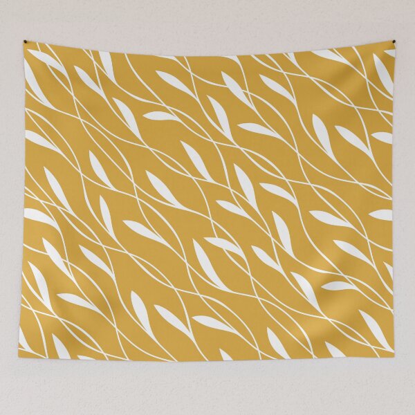 Item preview, Flowing Leaves Pattern Yellow and White designed and sold by meggydesigns.