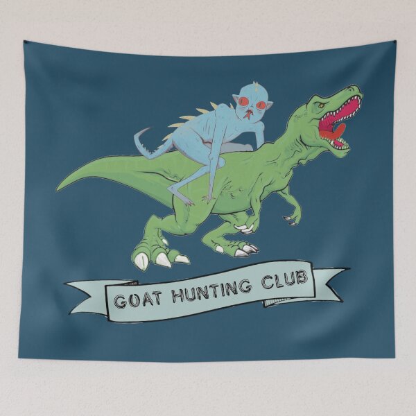 Item preview, The goat hunting club- chupacabra riding a dinosaur designed and sold by SidTastic .