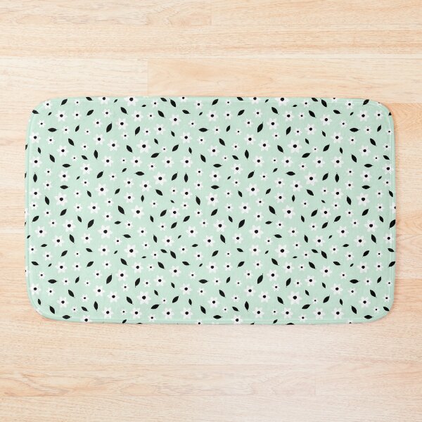 Item preview, Black White and Mint Tiny Floral Print designed and sold by LaurensFortune.