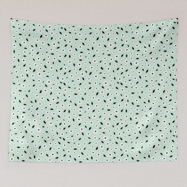 Item preview, Black White and Mint Tiny Floral Print designed and sold by LaurensFortune.