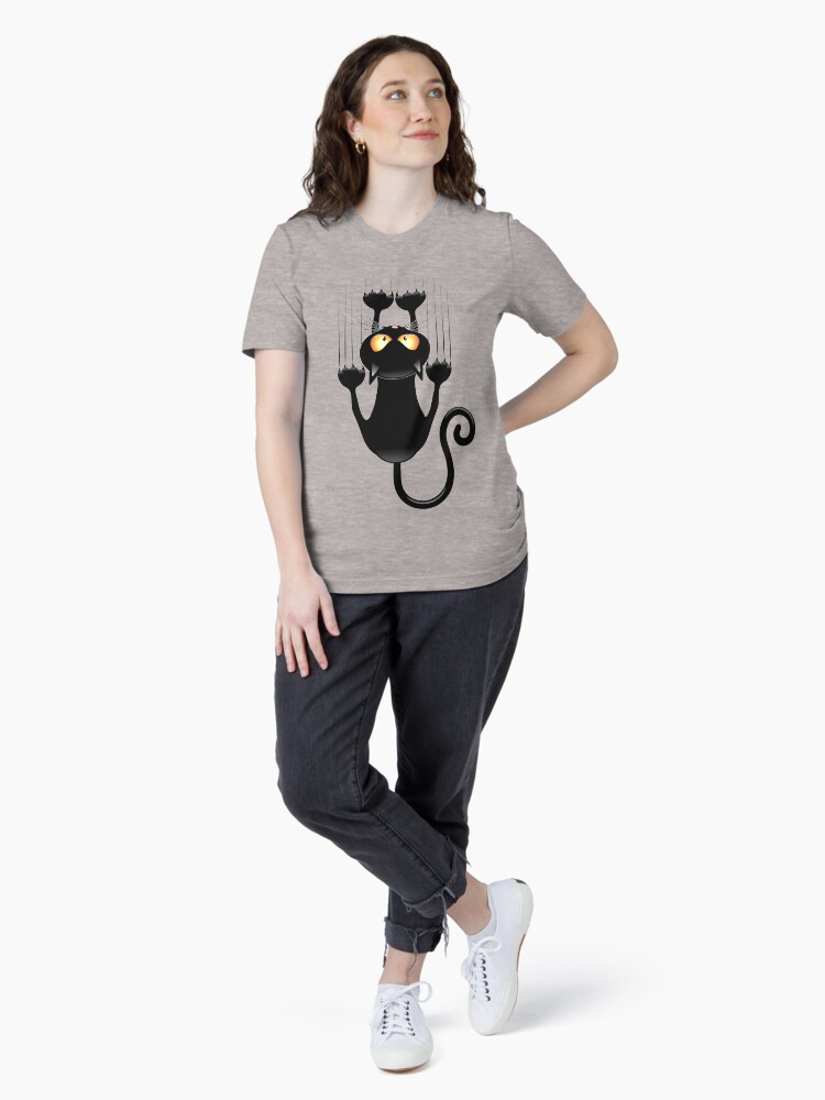Thumbnail 4 of 7, Essential T-Shirt, Fun Cat Cartoon Scratching Wall designed and sold by BluedarkArt.