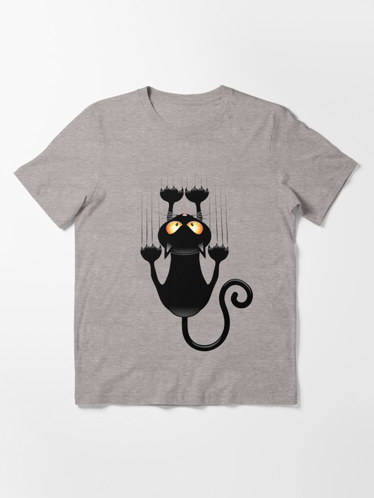 Thumbnail 3 of 7, Essential T-Shirt, Fun Cat Cartoon Scratching Wall designed and sold by BluedarkArt.