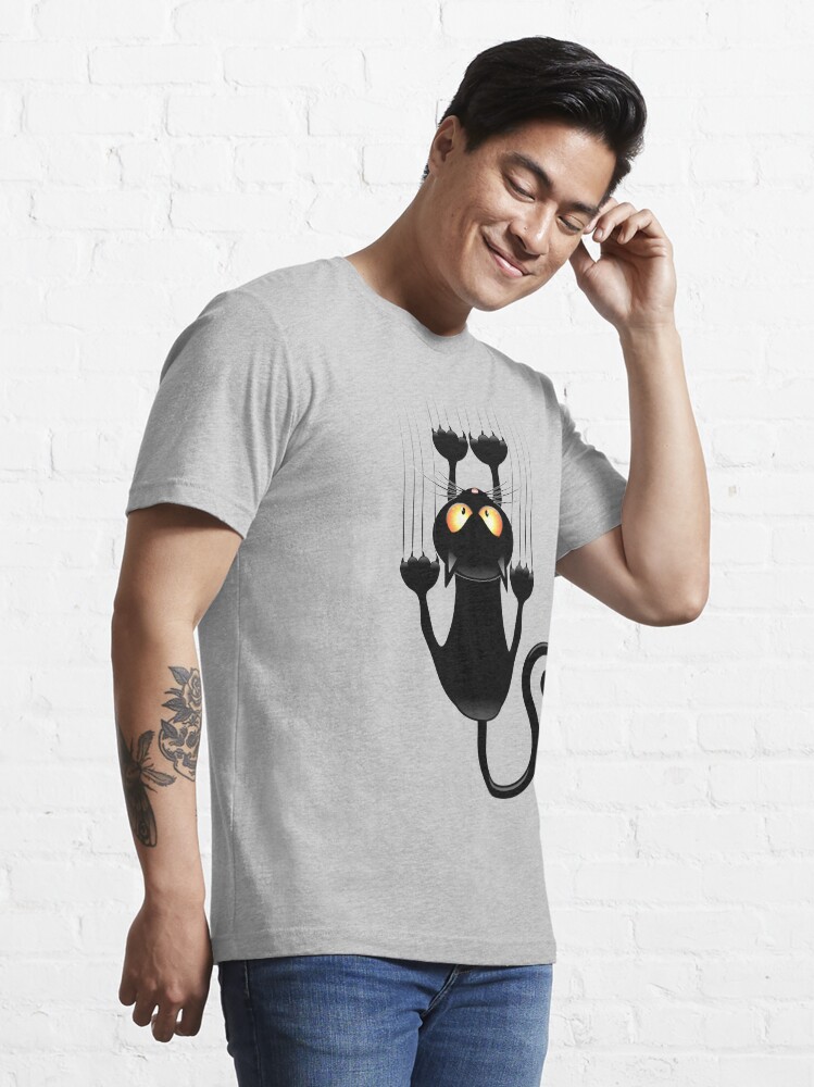 Alternate view of Fun Cat Cartoon Scratching Wall Essential T-Shirt