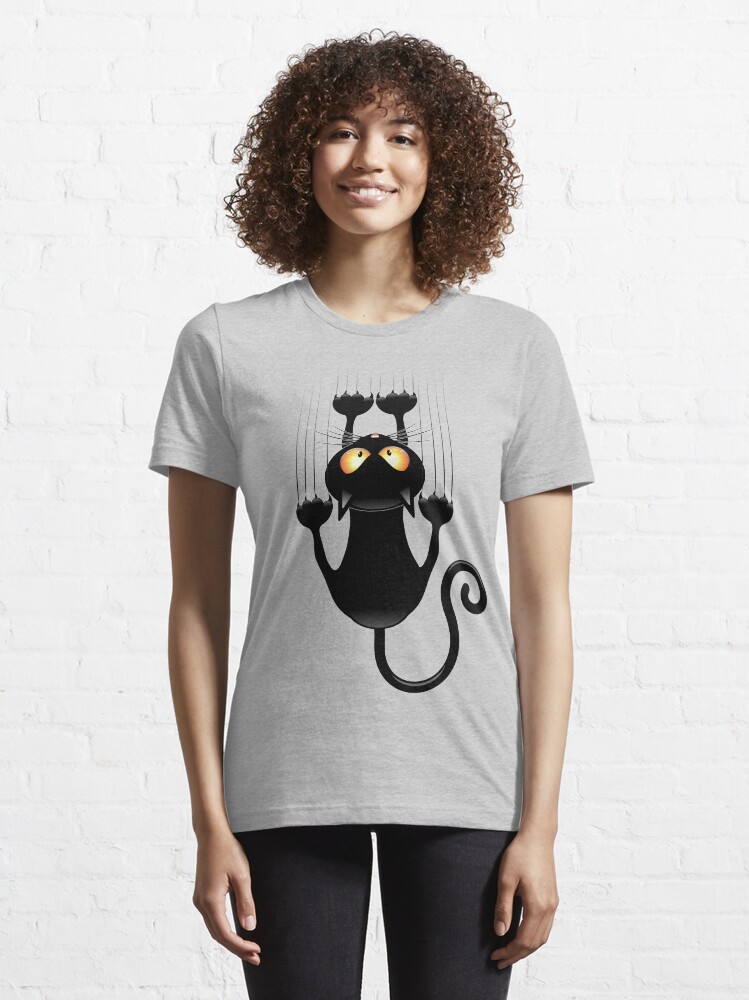 Alternate view of Fun Cat Cartoon Scratching Wall Essential T-Shirt