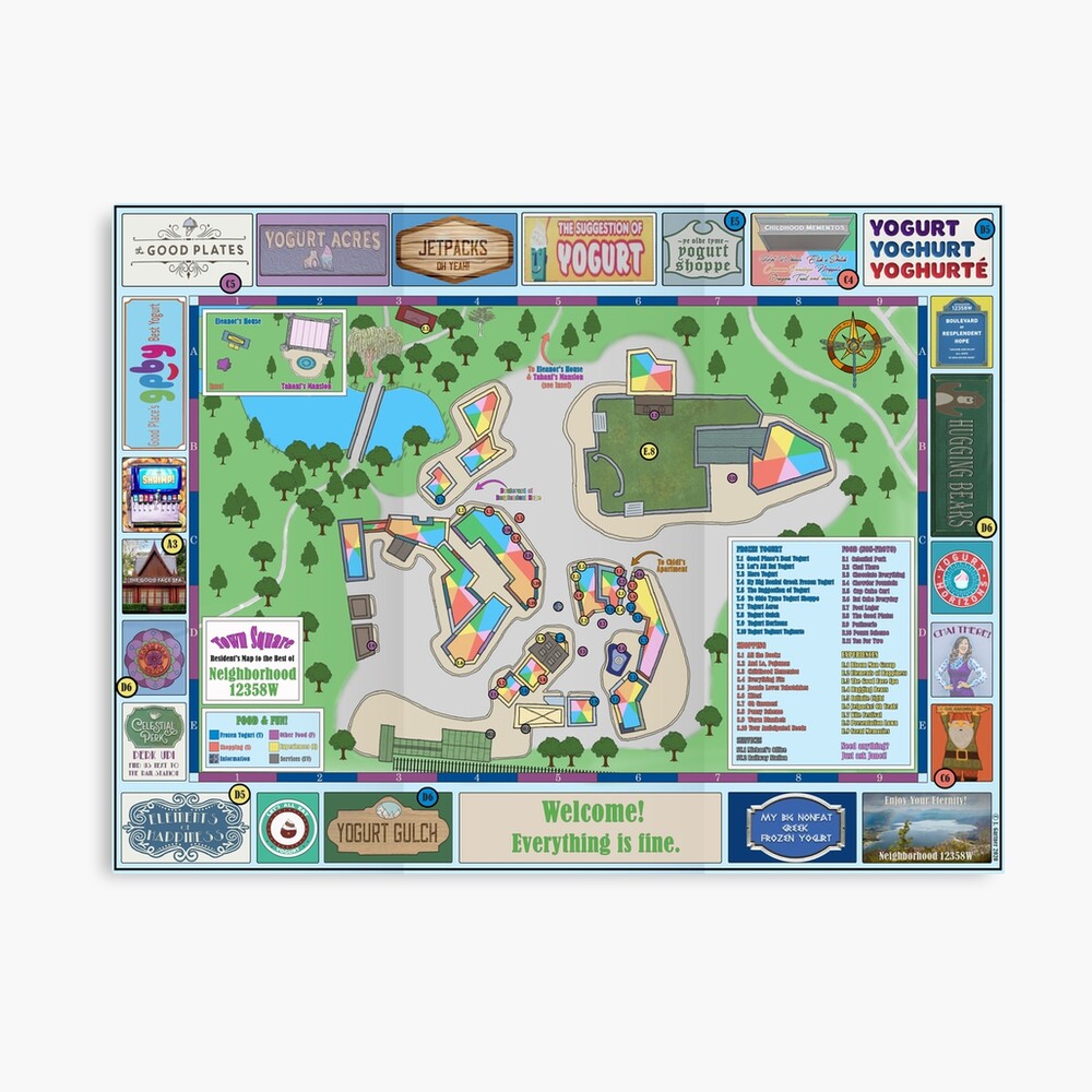 Print A Map Of My Neighborhood The Good Place: A Resident's Map To The Best Of Neighborhood 12358W"  Photographic Print By Aeshnidaemaps | Redbubble