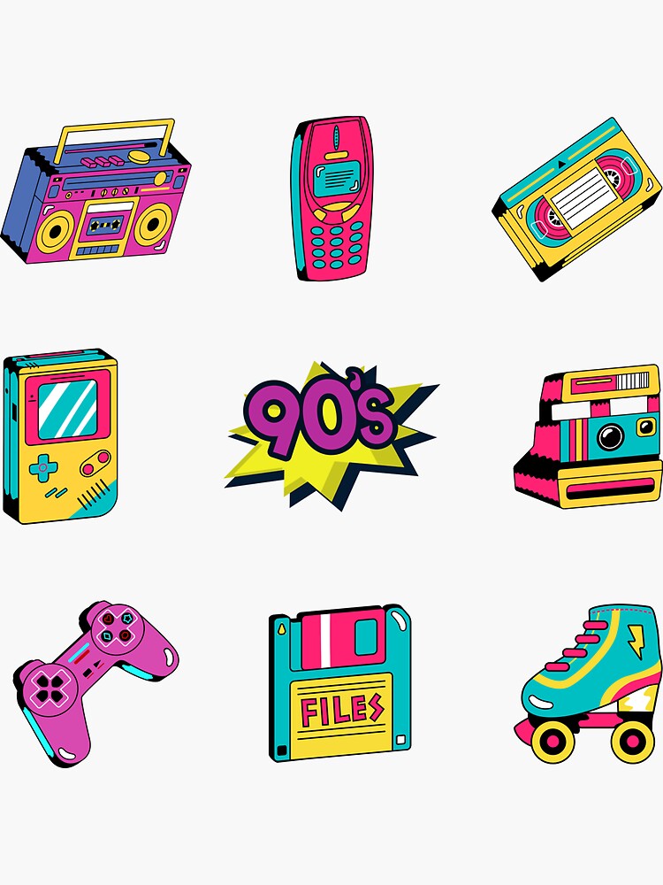 Unique Printable Back To The Nineties Stickers Pack