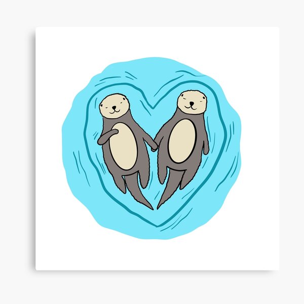Cute otters hands hand Canvas Print