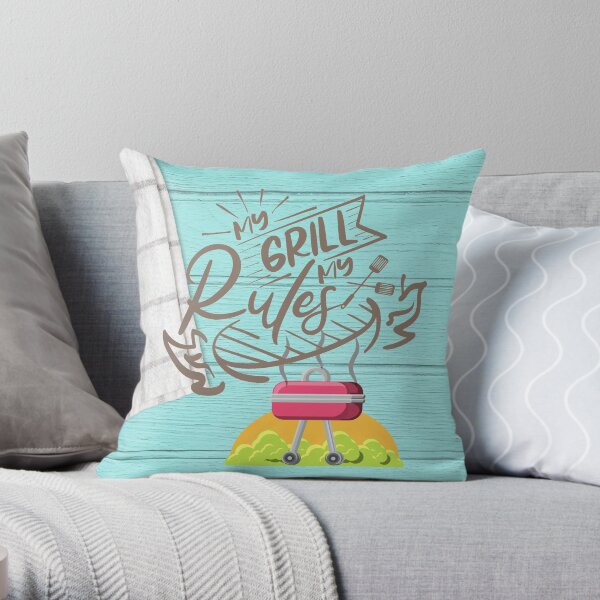 Grilling Rules cook out Throw Pillow