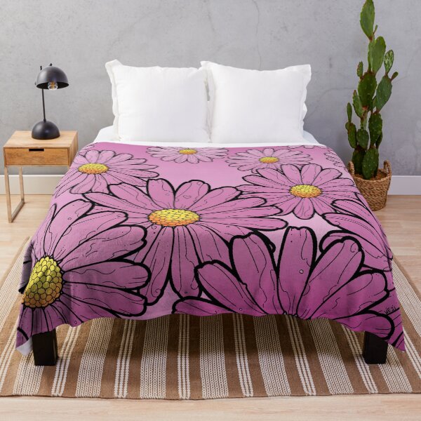 Item preview, pink gerbera daisies pattern on gradient pink designed and sold by weilertsen.